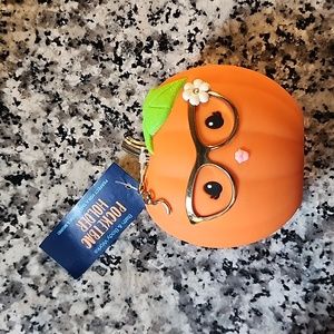 NWT BBW Rare Pumpkin wearing glasses pocketbac holder